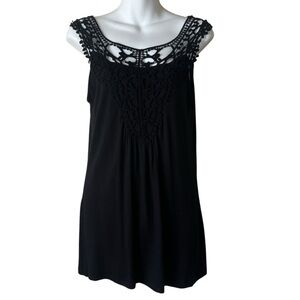 White House Black Market sleeveless crochet knit black top size S
